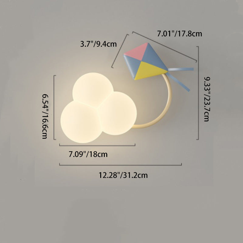 Contemporain Créatif Arc-en-ciel Montgolfière Cerf-volant Fer PE LED Applique Murale Lampe Pour Salon 