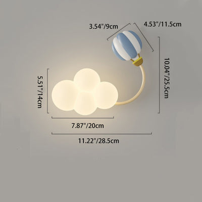 Contemporain Créatif Arc-en-ciel Montgolfière Cerf-volant Fer PE LED Applique Murale Lampe Pour Salon 