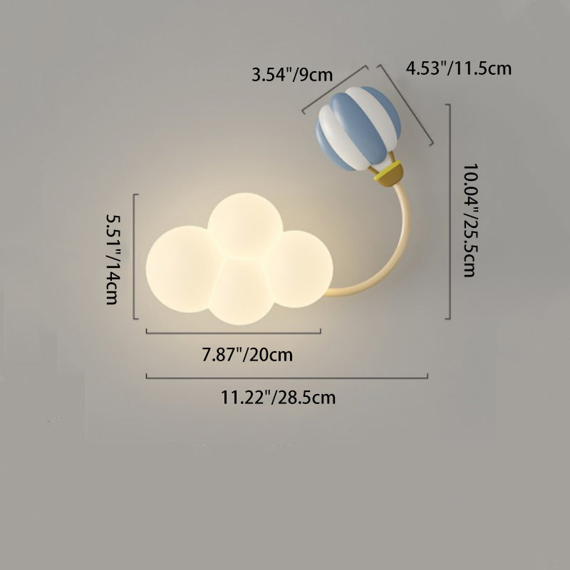 Contemporain Créatif Arc-en-ciel Montgolfière Cerf-volant Fer PE LED Applique Murale Lampe Pour Salon 