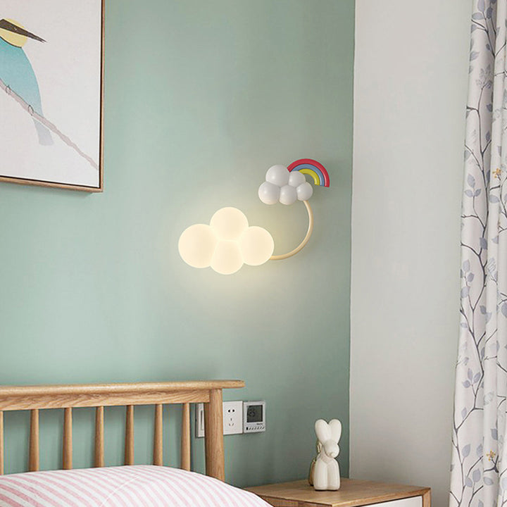 Contemporain Créatif Arc-en-ciel Montgolfière Cerf-volant Fer PE LED Applique Murale Lampe Pour Salon 