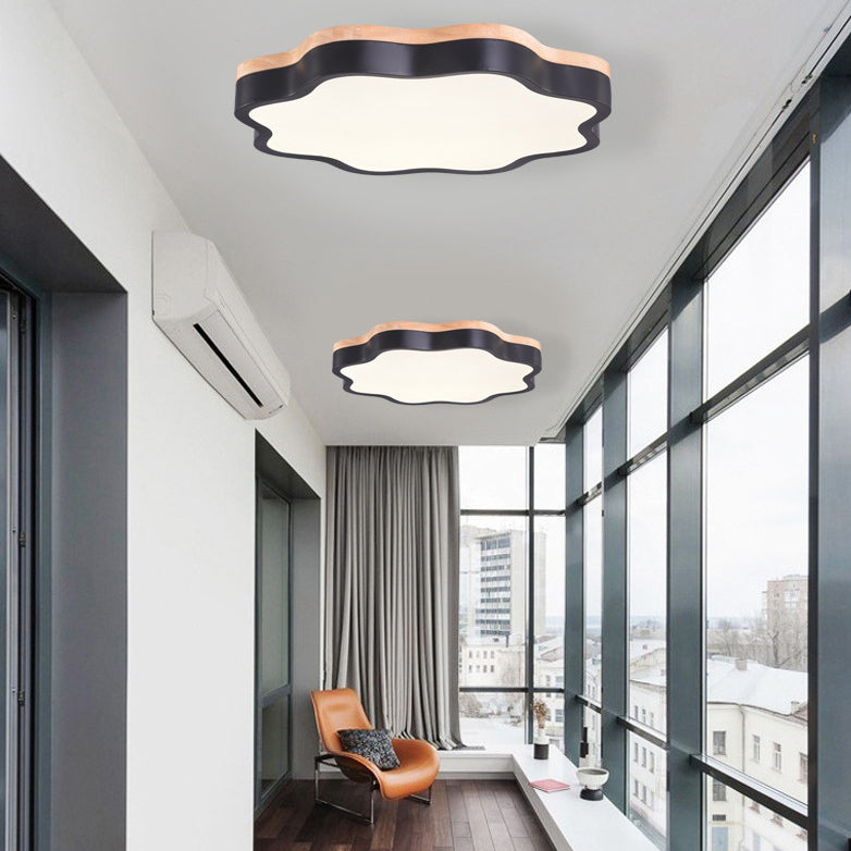 Contemporary Scandinavian Macaron Flower Iron Acrylic LED Flush Mount Ceiling Light For Living Room