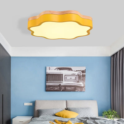 Contemporary Scandinavian Macaron Flower Iron Acrylic LED Flush Mount Ceiling Light For Living Room