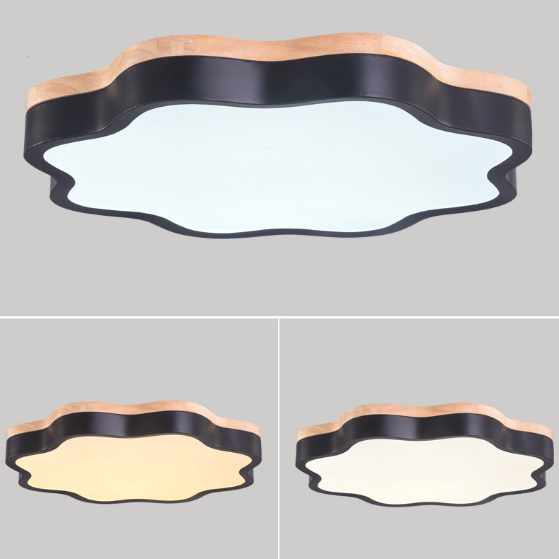 Contemporary Scandinavian Macaron Flower Iron Acrylic LED Flush Mount Ceiling Light For Living Room