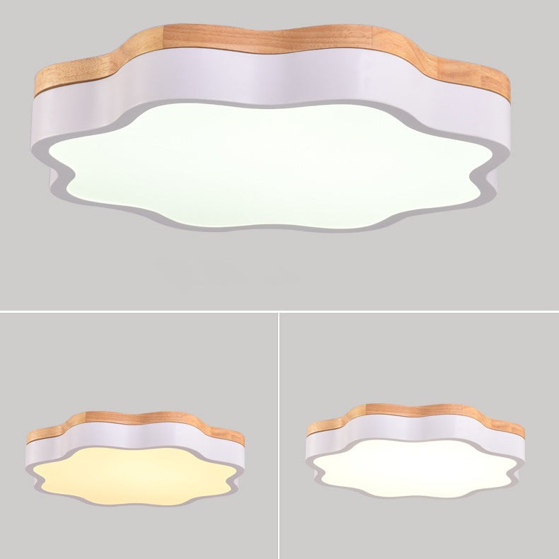 Contemporary Scandinavian Macaron Flower Iron Acrylic LED Flush Mount Ceiling Light For Living Room