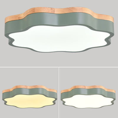 Contemporary Scandinavian Macaron Flower Iron Acrylic LED Flush Mount Ceiling Light For Living Room