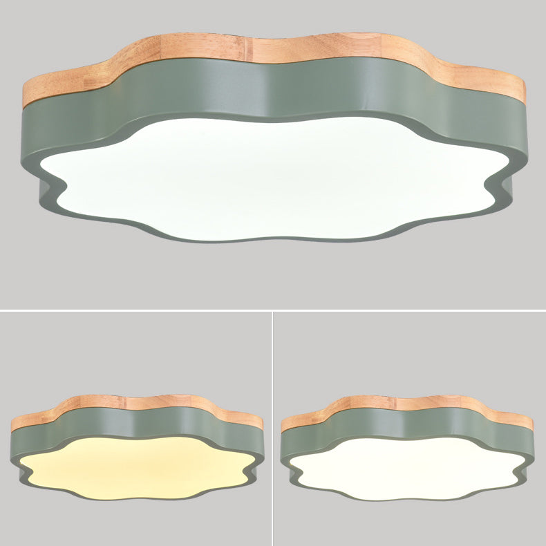 Contemporary Scandinavian Macaron Flower Iron Acrylic LED Flush Mount Ceiling Light For Living Room