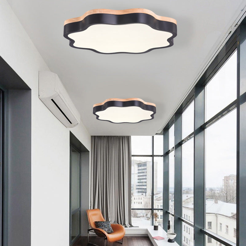 Contemporary Scandinavian Macaron Flower Iron Acrylic LED Flush Mount Ceiling Light For Living Room