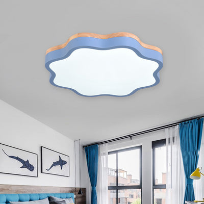Contemporary Scandinavian Macaron Flower Iron Acrylic LED Flush Mount Ceiling Light For Living Room