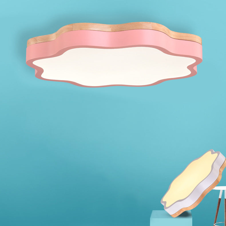 Contemporary Scandinavian Macaron Flower Iron Acrylic LED Flush Mount Ceiling Light For Living Room