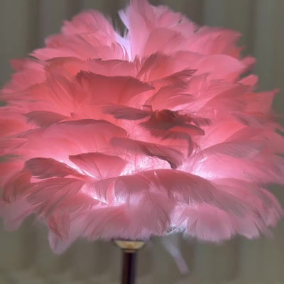 Contemporary Creative Feather Oval Shade Ice Cracked Ceramic Base 1-Light Table Lamp For Bedroom