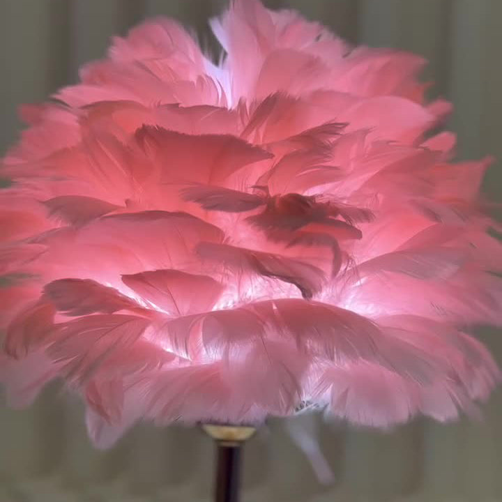 Contemporary Creative Feather Oval Shade Ice Cracked Ceramic Base 1-Light Table Lamp For Bedroom