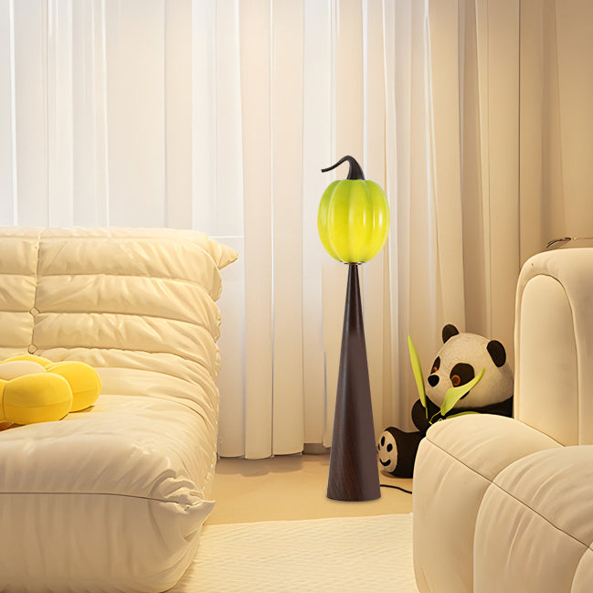 Contemporary Creative Fruit Apple Pear Glass Shade Metal Resin 1-Light Standing Floor Lamp For Living Room