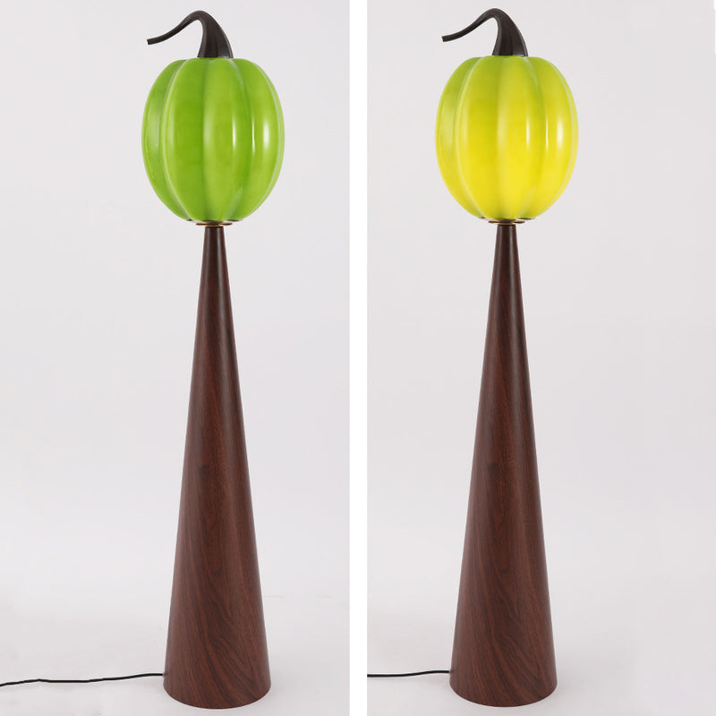 Contemporary Creative Fruit Apple Pear Glass Shade Metal Resin 1-Light Standing Floor Lamp For Living Room