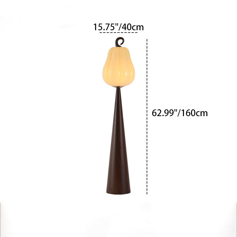 Contemporary Creative Fruit Apple Pear Glass Shade Metal Resin 1-Light Standing Floor Lamp For Living Room