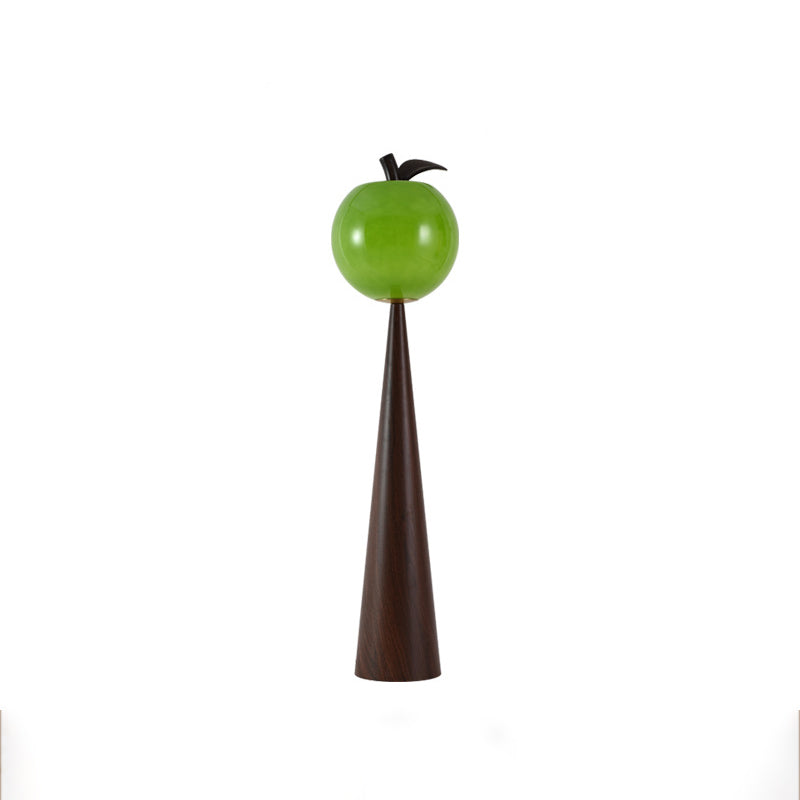Lampe de sol contemporaine créative en verre de pomme poire avec abat-jour en métal et résine à 1 lumière pour salon 