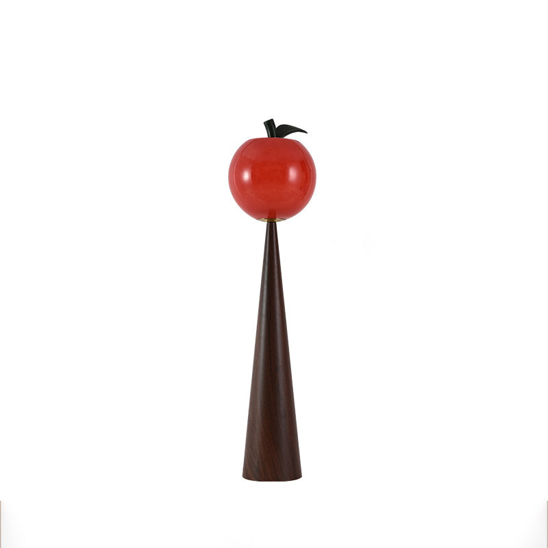 Contemporary Creative Fruit Apple Pear Glass Shade Metal Resin 1-Light Standing Floor Lamp For Living Room