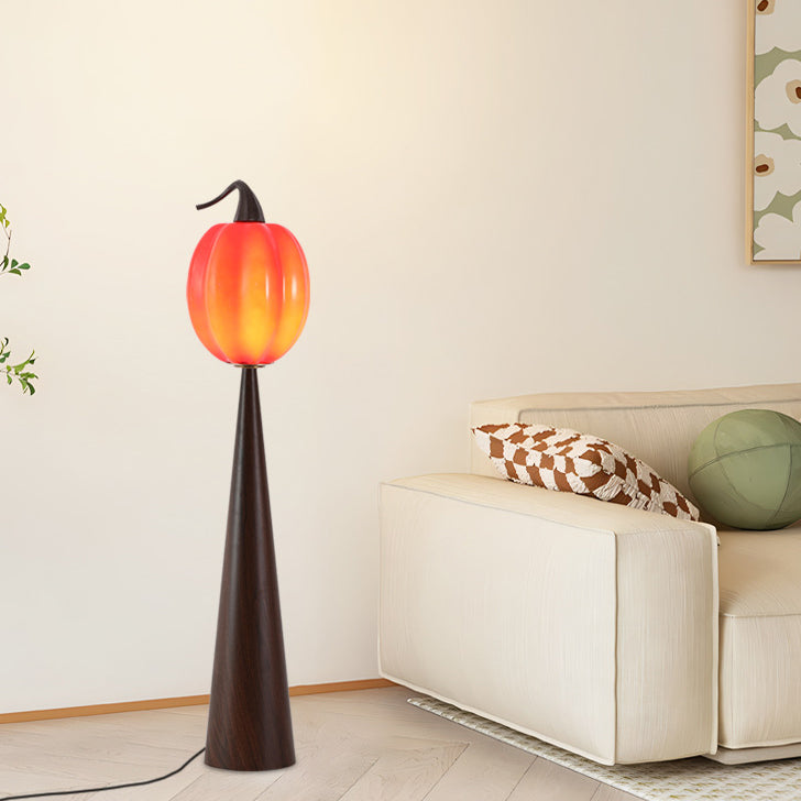 Lampe de sol contemporaine créative en verre de pomme poire avec abat-jour en métal et résine à 1 lumière pour salon 