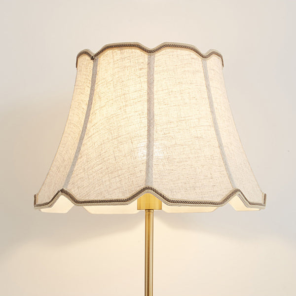 Traditional French Fabric Shade Hardware Solid Wood Base 1-Light Table Lamp For Bedroom