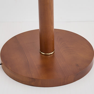 Traditional French Fabric Shade Hardware Solid Wood Base 1-Light Standing Floor Lamp For Bedroom