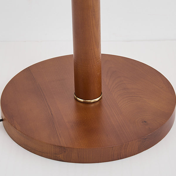Traditional French Fabric Shade Hardware Solid Wood Base 1-Light Standing Floor Lamp For Bedroom