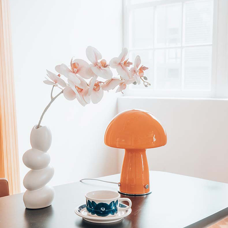 Abat-jour champignon en verre créatif contemporain 1 lumière pour lampe de table pour bureau à domicile 