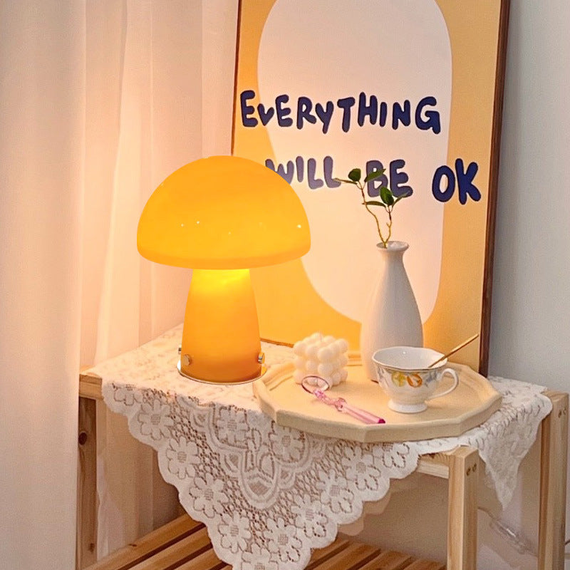 Abat-jour champignon en verre créatif contemporain 1 lumière pour lampe de table pour bureau à domicile 