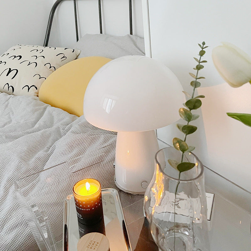Abat-jour champignon en verre créatif contemporain 1 lumière pour lampe de table pour bureau à domicile 