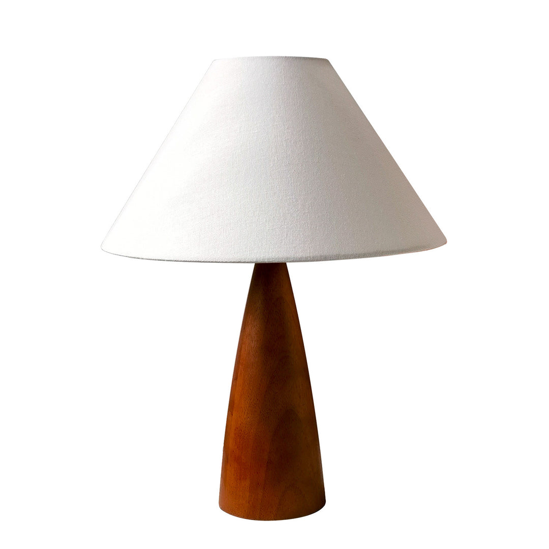 Pantalla cónica de tela compuesta de PVC retro contemporáneo, lámpara de mesa de 1 luz de madera maciza para hogar u oficina 