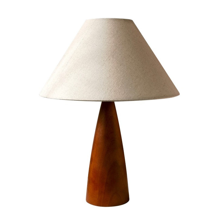 Pantalla cónica de tela compuesta de PVC retro contemporáneo, lámpara de mesa de 1 luz de madera maciza para hogar u oficina 