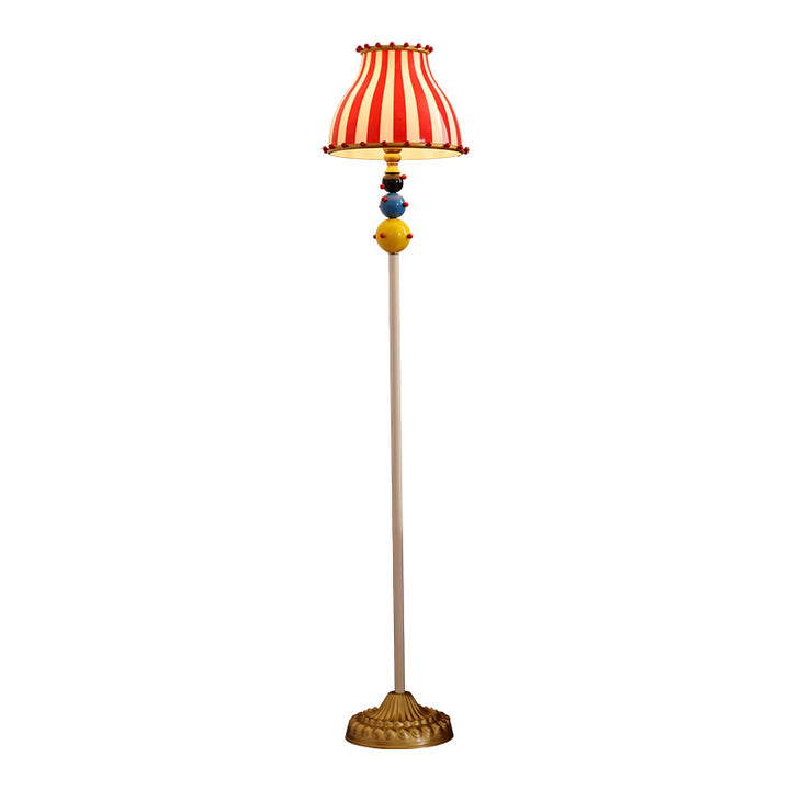 Lampadaire contemporain de cirque créatif avec abat-jour rond en verre rayé rouge et blanc en fer 1 lumière pour chambre 