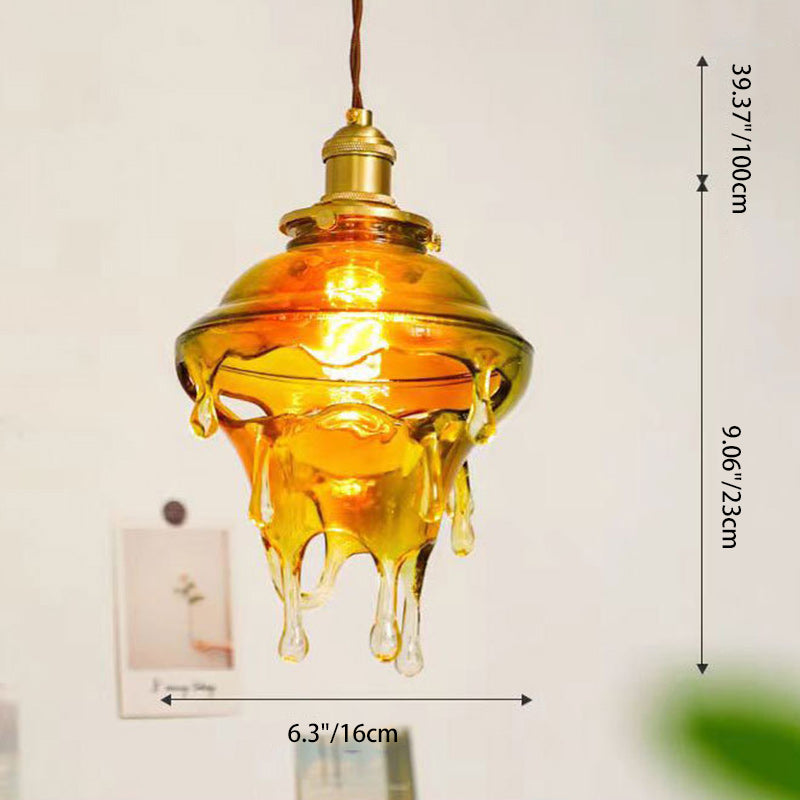Zeitgenössisches kreatives Harz Wassertropfen Messing 1-Licht Pendelleuchte für Wohnzimmer 