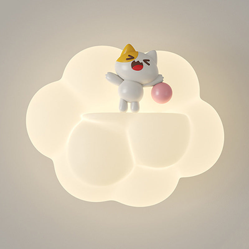 Contemporary Creative PE Cloud Shade Animal Bear Monkey LED Wall Sconce Lamp For Bedroom