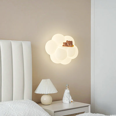 Contemporary Creative PE Cloud Shade Animal Bear Monkey LED Wall Sconce Lamp For Bedroom