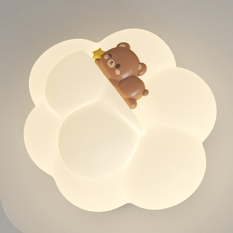 Contemporary Creative PE Cloud Shade Animal Bear Monkey LED Wall Sconce Lamp For Bedroom