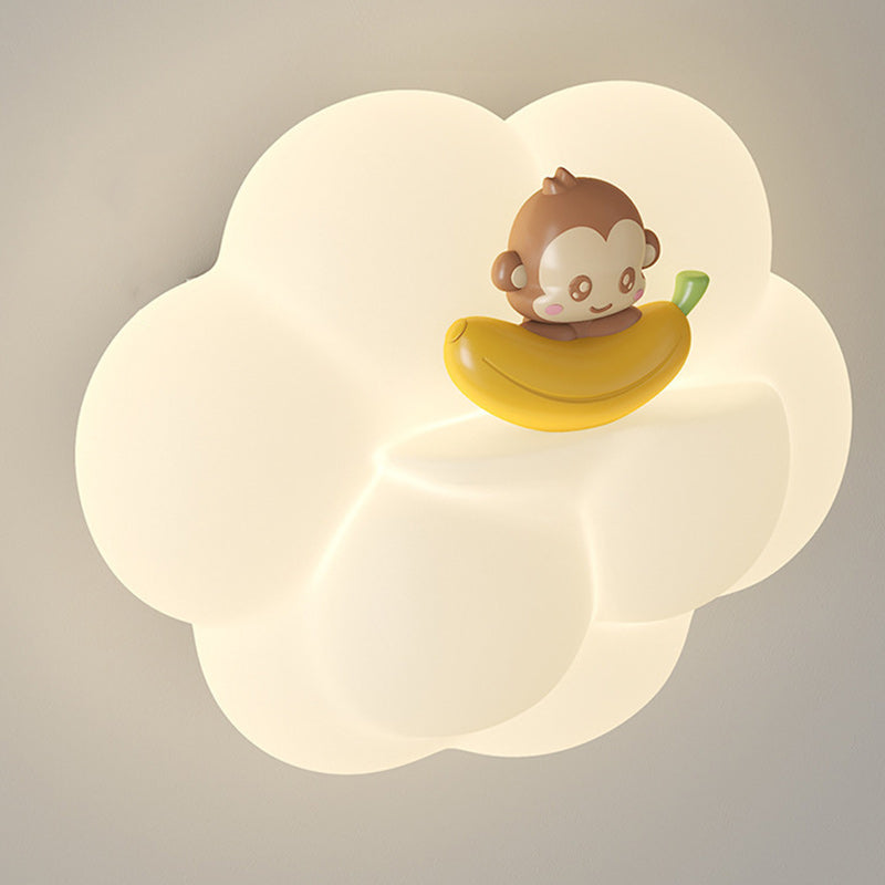 Contemporary Creative PE Cloud Shade Animal Bear Monkey LED Wall Sconce Lamp For Bedroom