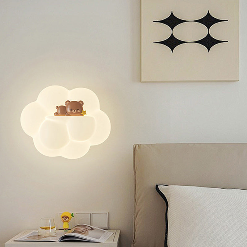 Contemporary Creative PE Cloud Shade Animal Bear Monkey LED Wall Sconce Lamp For Bedroom