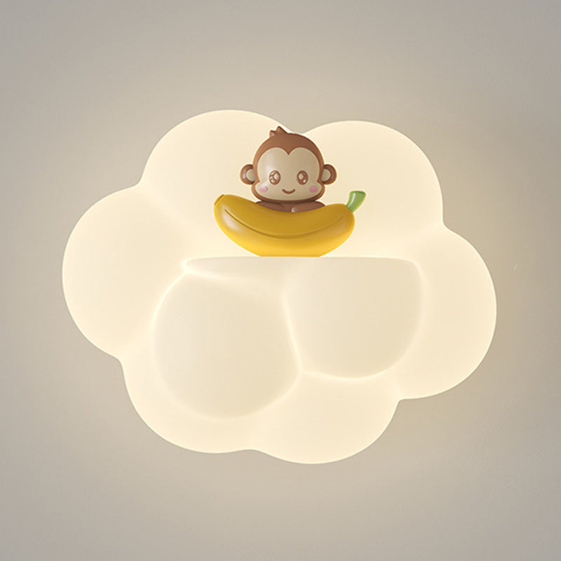 Contemporary Creative PE Cloud Shade Animal Bear Monkey LED Wall Sconce Lamp For Bedroom