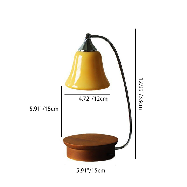 Abat-jour en verre nordique contemporain avec base en bois massif 1-lumière lampe de table cire fondue pour chambre à coucher 