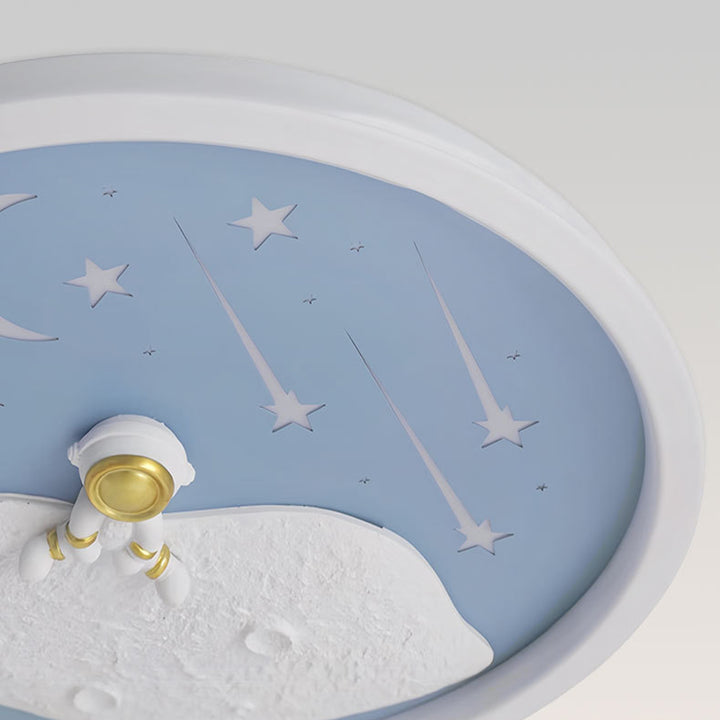 Zeitgenössische kreative Astronauten-Planeten-Eisen-Acryl-LED-Deckenleuchte für das Wohnzimmer 