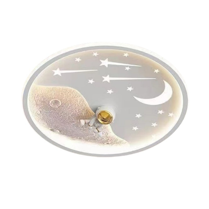Zeitgenössische kreative Astronauten-Planeten-Eisen-Acryl-LED-Deckenleuchte für das Wohnzimmer 