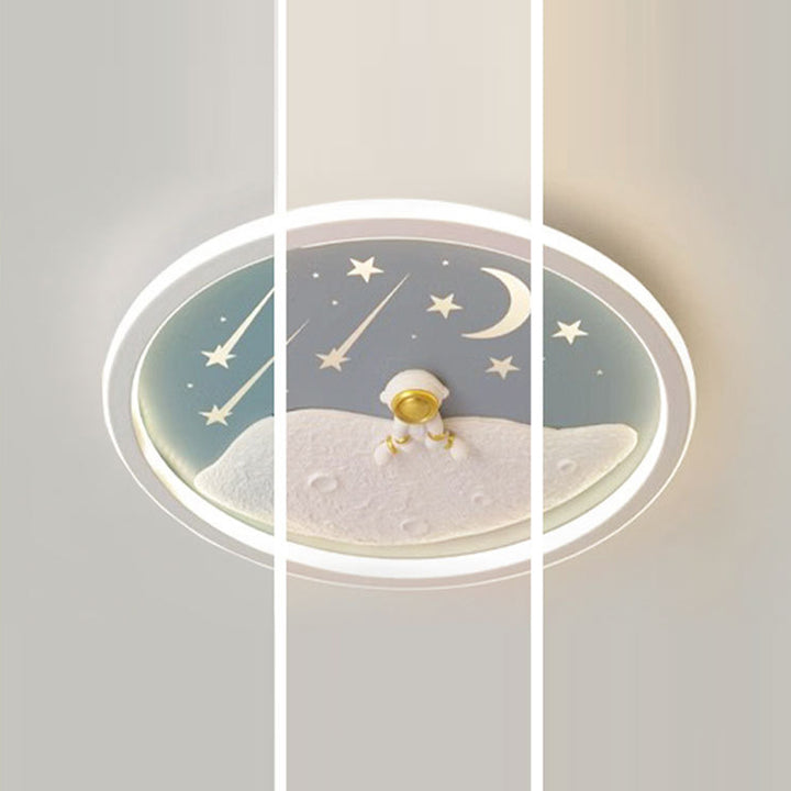 Zeitgenössische kreative Astronauten-Planeten-Eisen-Acryl-LED-Deckenleuchte für das Wohnzimmer 