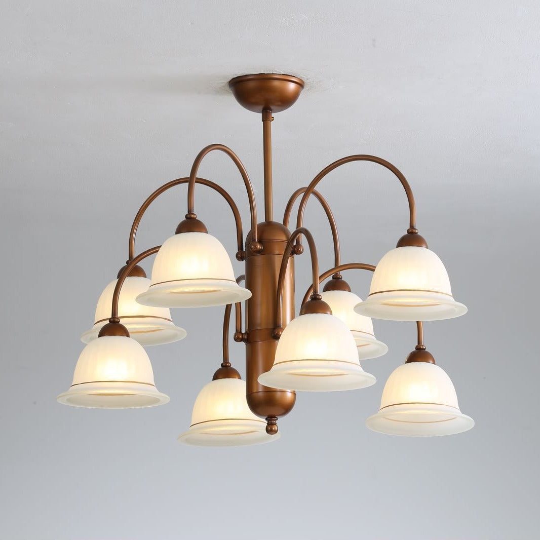Traditioneller französischer Glasschirm mit Eisenrahmen 6/8-Licht Kronleuchter für das Wohnzimmer 