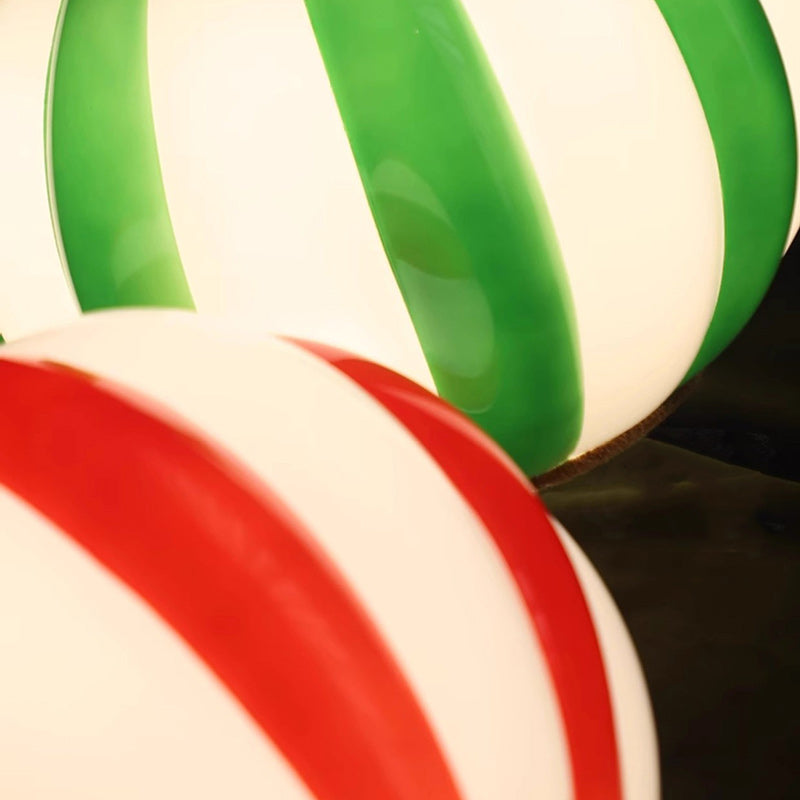 Contemporary Scandinavian Circus Green White Striped Magic Ball Glass Shade LED Pendant Light For Bedroom
