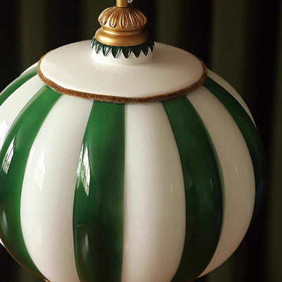 Contemporary Scandinavian Circus Green White Striped Magic Ball Glass Shade LED Pendant Light For Bedroom
