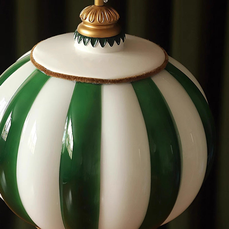 Contemporary Scandinavian Circus Green White Striped Magic Ball Glass Shade LED Pendant Light For Bedroom