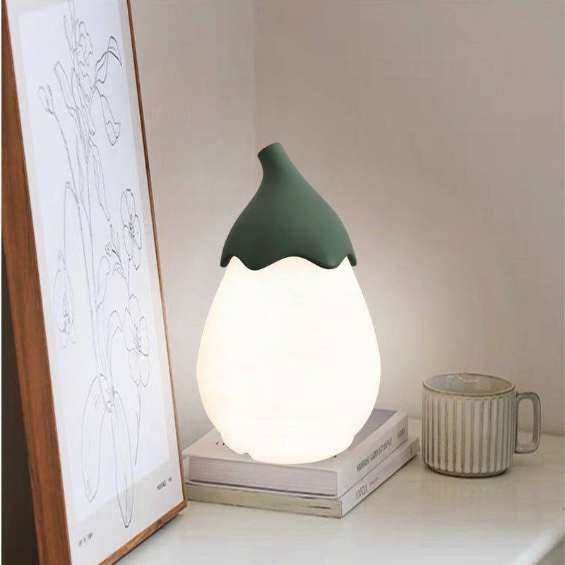 Modern Simplicity Iron Pear PE Shade Portable LED Table Lamp Night Light For Bedroom
