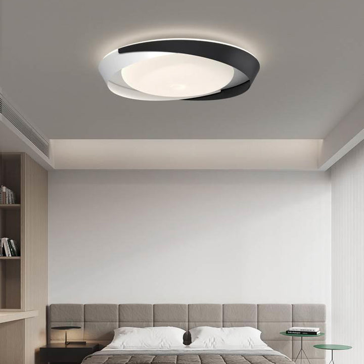 Contemporary Scandinavian Geometric Round Iron Silicone Shade LED Flush Mount Ceiling Light For Living Room