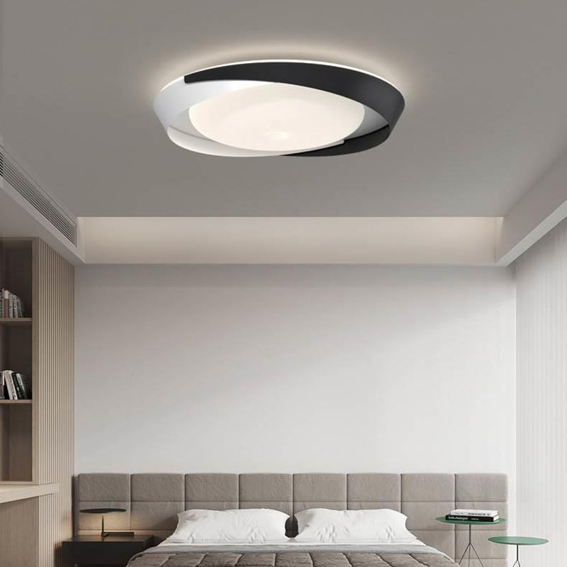 Contemporary Scandinavian Geometric Round Iron Silicone Shade LED Flush Mount Ceiling Light For Living Room