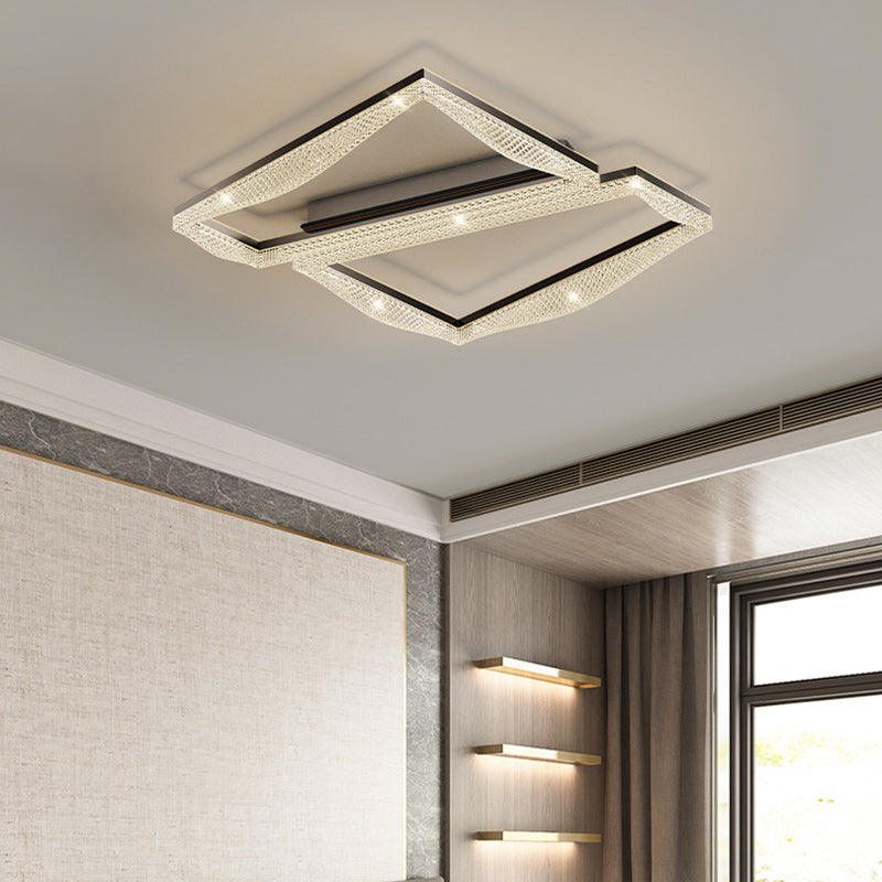 Contemporary Luxury Geometric Round Aluminum Acrylic Shade LED Flush Mount Ceiling Light For Living Room