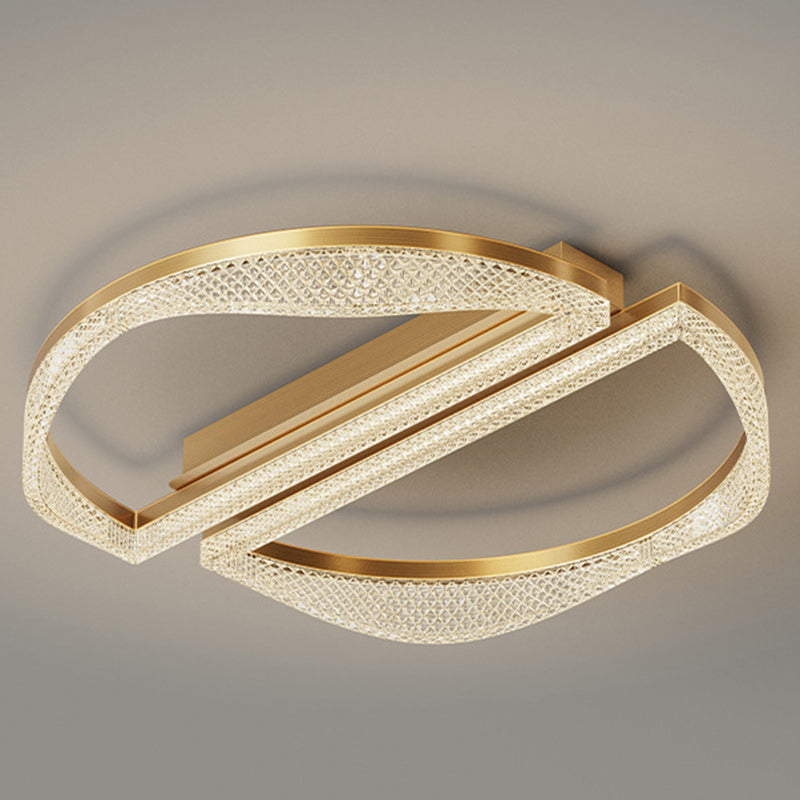 Contemporary Luxury Geometric Round Aluminum Acrylic Shade LED Flush Mount Ceiling Light For Living Room